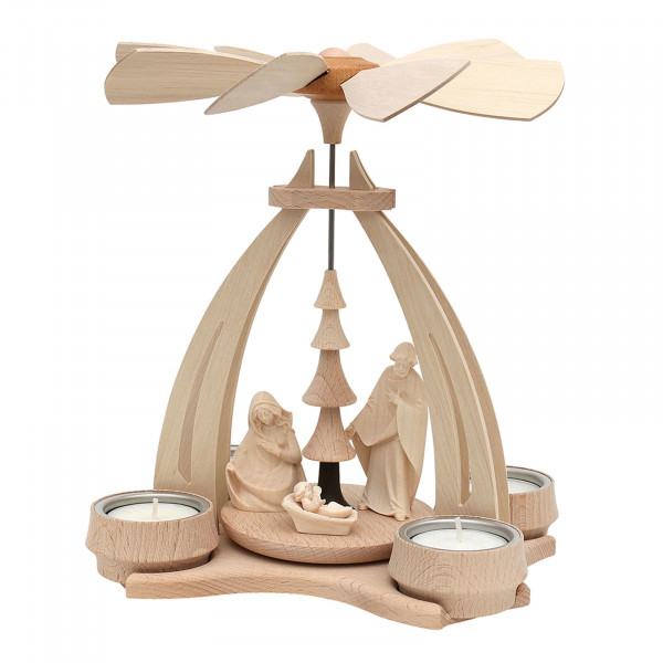 SIGRO mit heiliger Familie Figuren Holz Teelicht-Tischpyramide