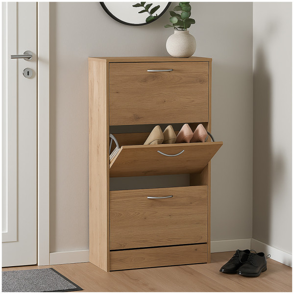 HTI-Living schmaler Schuhschrank für kleine Flure Schuhkipper mit drei Kippfächern