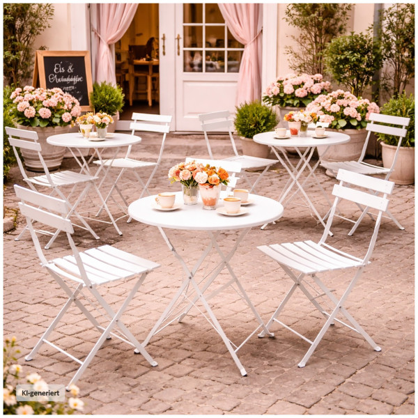 Gartentisch und 2 Stühle Basil Creme