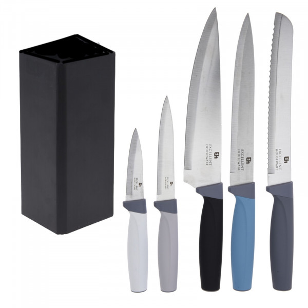 neuetischkultur 6-teilig Messer-Set mit Holzblockständer
