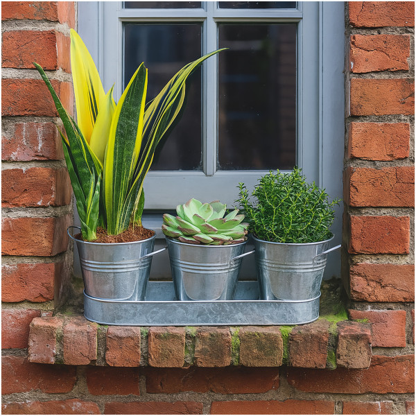 HTI-Living dekorative Pflanzgefäße für Fensterbank und Garten Zinktöpfe 3er-Set