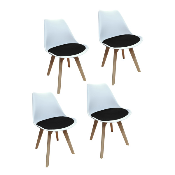 Stuhl Atlanta Velvet Weiß Schwarz 4er Set