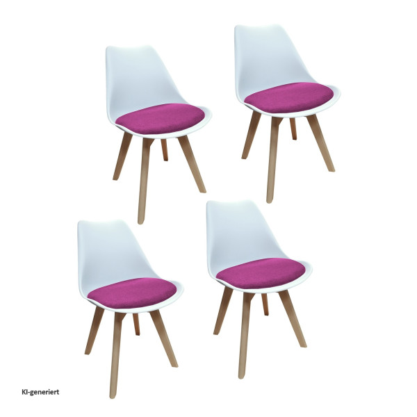 Stuhl Atlanta Weiß/Webstoff Pink 4er Set