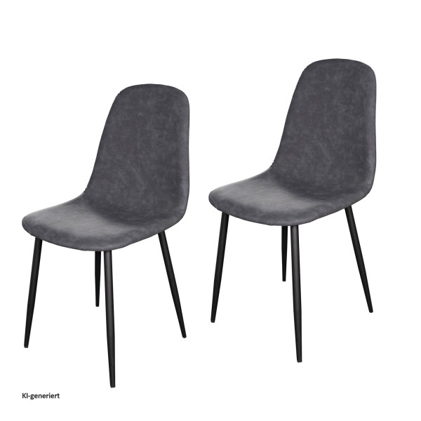 Stuhl Savannah PU Antikgrau 2er-Set