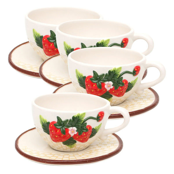 neuetischkultur Erdbeere Tassen-Set 4-teilig, Keramik