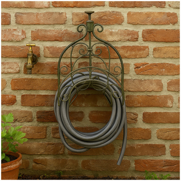 HTI-Living Schlauchhalter Wandhalterung Garten Metall Gartenschlauchhalterung antik grün