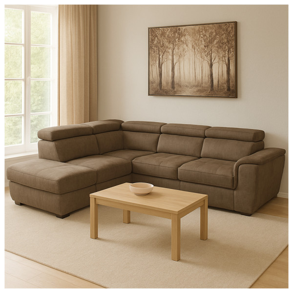 HTI-Living mit Ottomane links Braun Couch Sandy