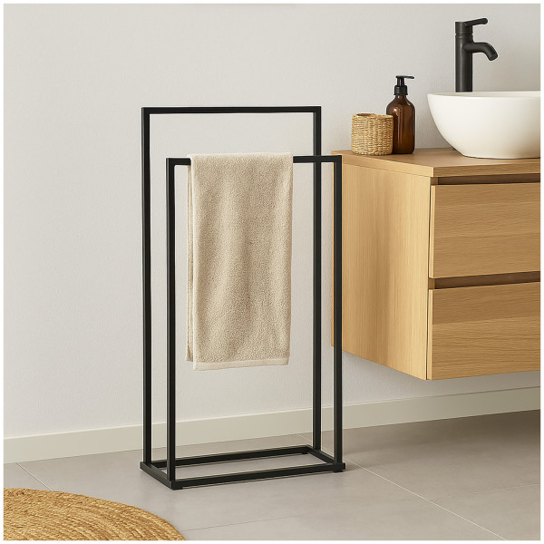 HTI-Living aus robustem Stahl in Schwarz Moderner Handtuchhalter