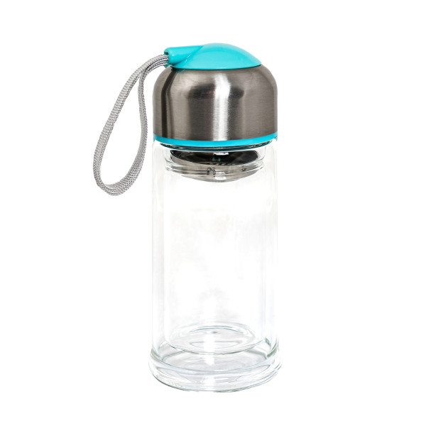 Trinkflasche Glas Türkis ohne Siebeinsatz