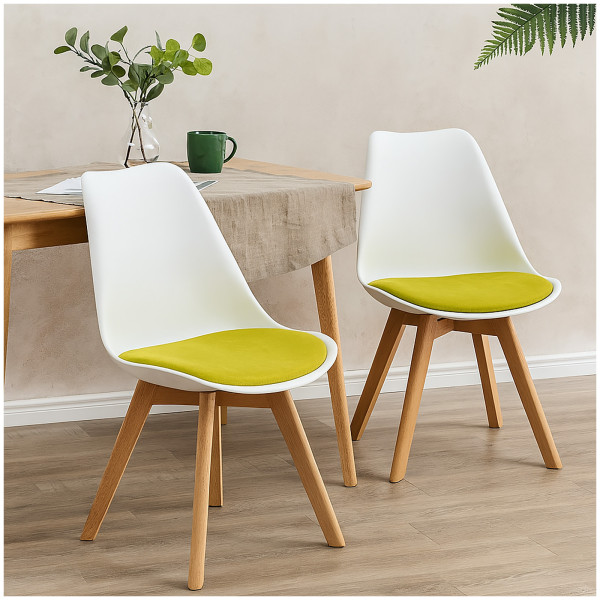 HTI-Living Atlanta Weiß/Gelb Esszimmerstuhl Samt 2er Set