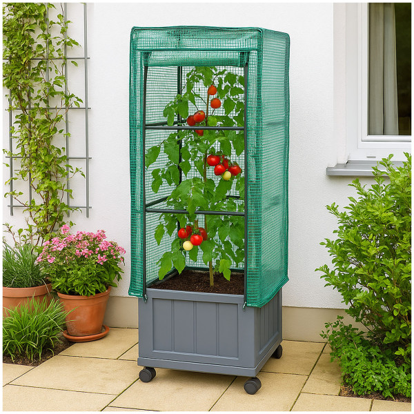 HTI-Living Nessa 30x30 cm Pflanzkübel mit Rankgitter und Folienabdeckung