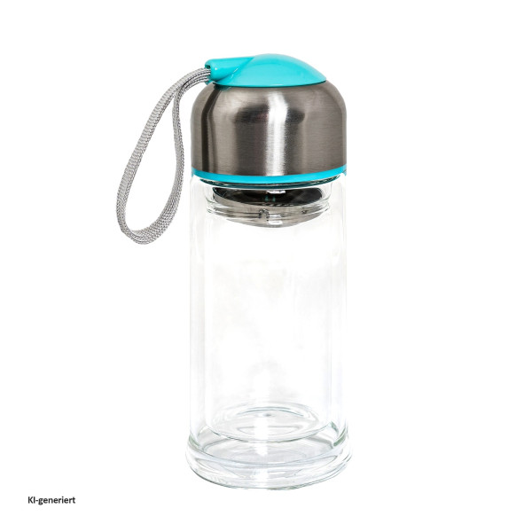 Trinkflasche Glas Türkis ohne Siebeinsatz