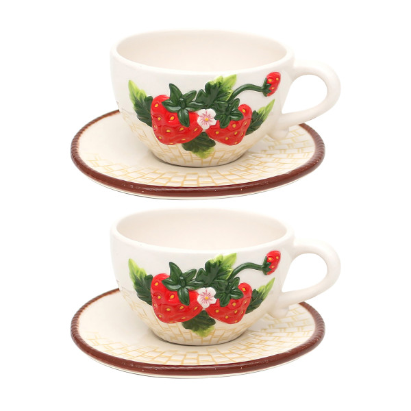 neuetischkultur Erdbeere Tassen-Set 2-teilig, Keramik