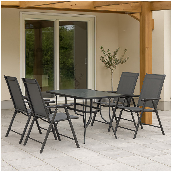 HTI-Living mit 5-fach verstellbarer Rückenlehne 4er Set moderner Gartenstühle