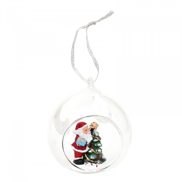 SIGRO Weihnachtsmann mit Baum Figur in Glaskugel