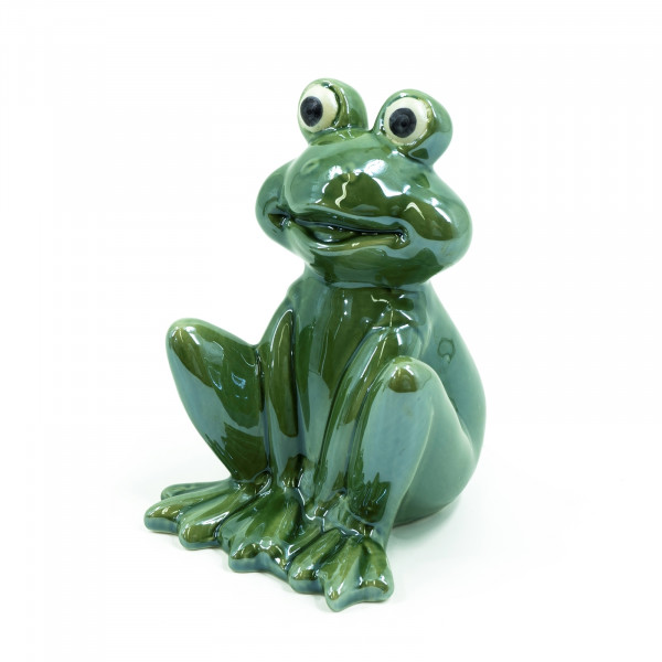 HTI-Living grün lasiert Porzellanfigur Frosch