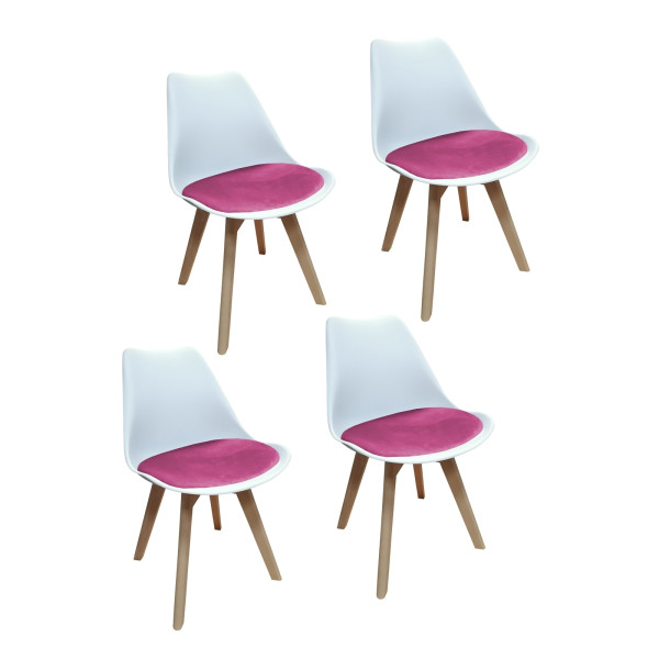 HTI-Living Atlanta Weiß, Velvet Pink Stuhl
