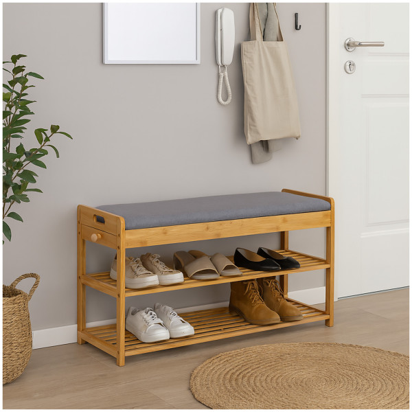 HTI-Living Bambus Schuhbank mit Schubfach