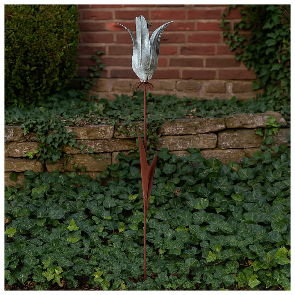 HTI-Living aus Metall in Rostoptik Blumenstecker Celia