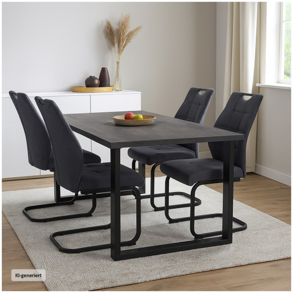 Stuhl Marek dunkelgrau velvet 4er