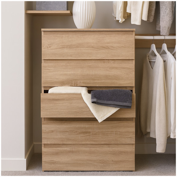 HTI-Living Modernes Design Kommode mit 5 grifflosen Schubladen Sonoma