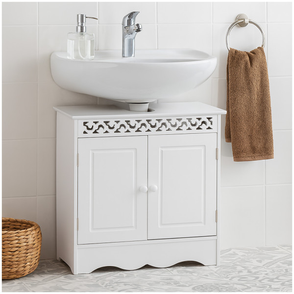 HTI-Living Landhausstil für Bad und Gäste-WC Waschbeckenunterschrank Weiß