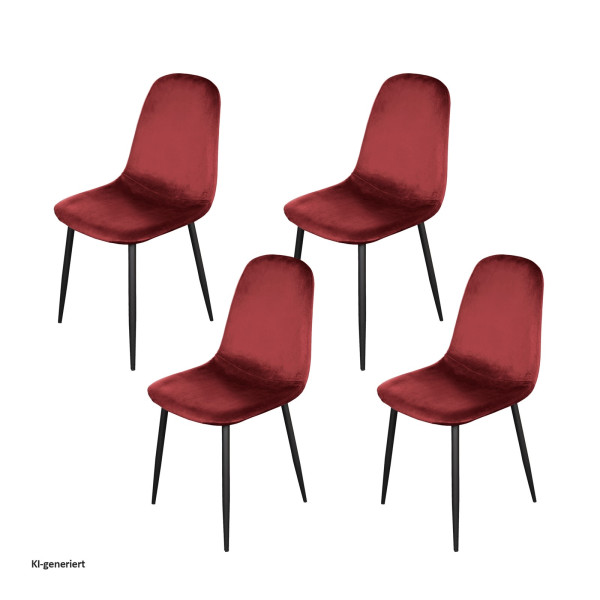 Stuhl Savannah Velvet Rot 4er Set