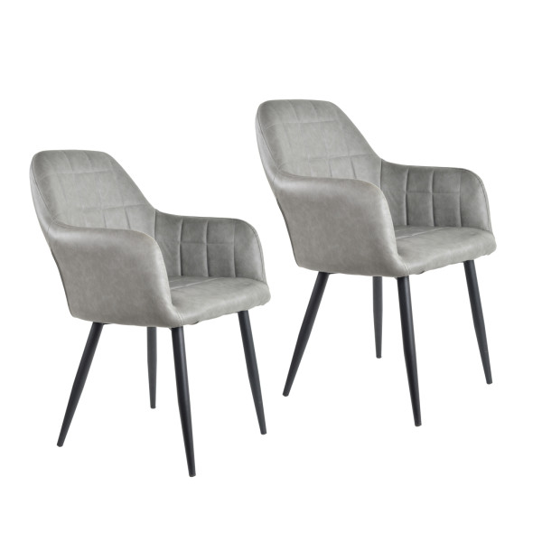 Stuhl Albany Vintage Antikgrau PU 2er Set