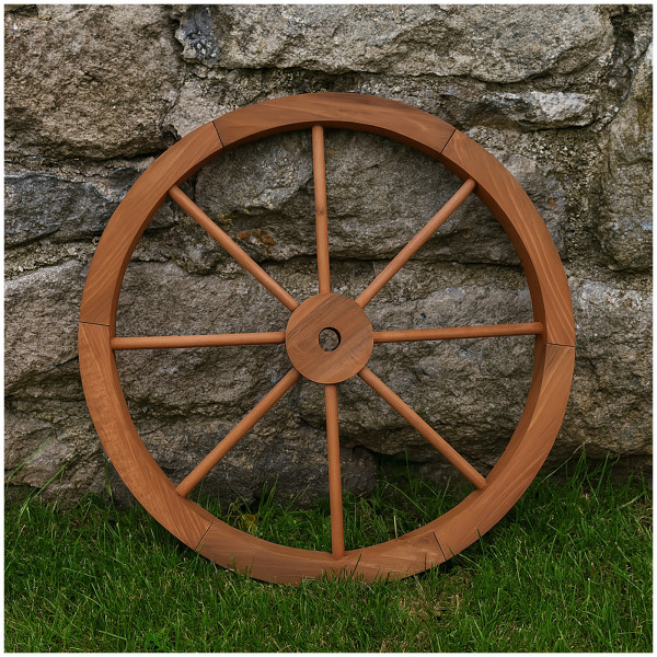 HTI-Living rustikale Gartendeko Wagenrad aus Fichtenholz Ø 60 cm