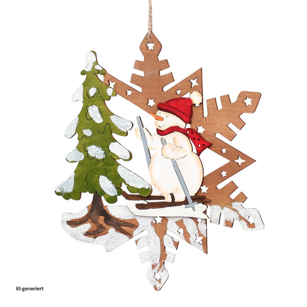 Holz Fensterbild "Santa/Schneemann" zum Hängen ve