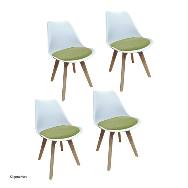 Stuhl Atlanta Weiß/Webstoff Grün 4er-Set