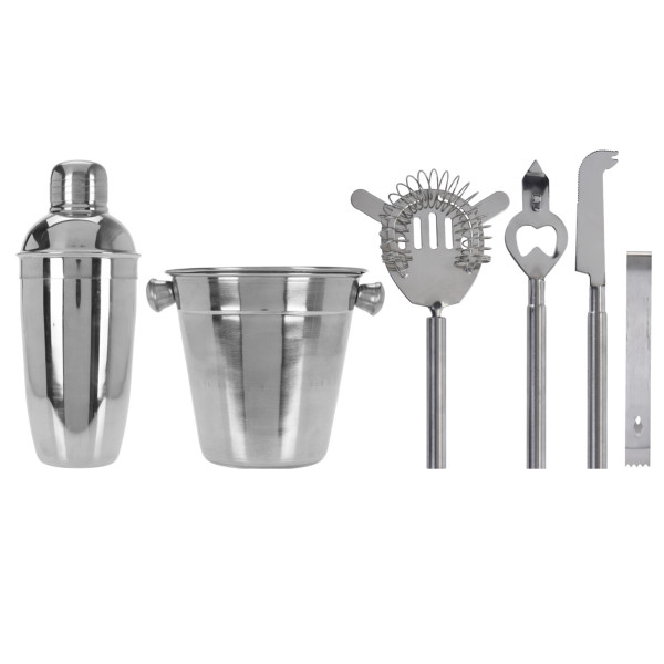 BAR SET MIT COCKTAIL SHAKER 6 TEILIG 15X26 CM IM