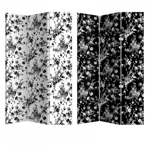 HTI-Living Blumen Black and White Paravent