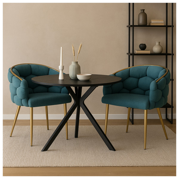 HTI-Living Alsen Gold Petrol Stuhl