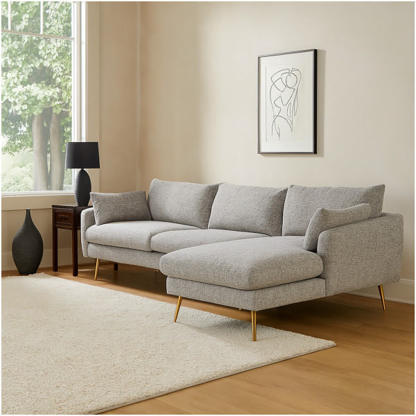 Ecksofa Antonius Stoff Grau Rechts