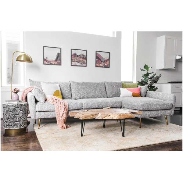 Ecksofa Antonius Stoff Grau Rechts