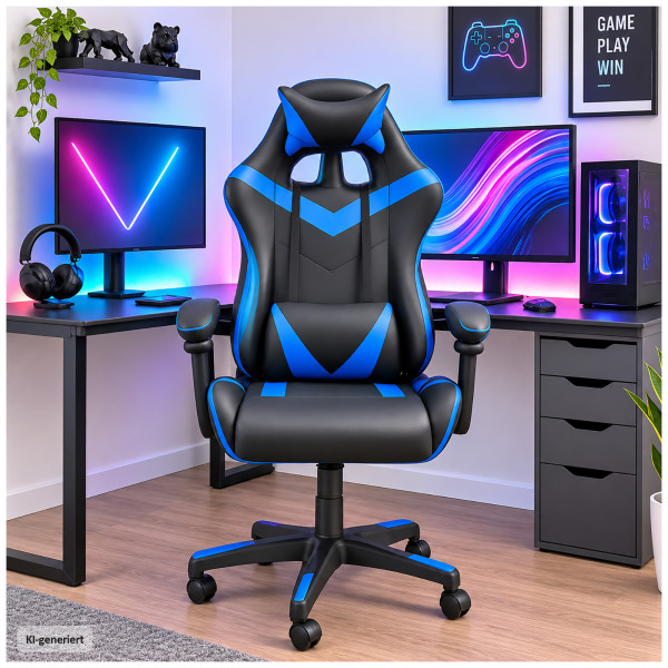 Krit racer gaming chair Schwarz-Blau