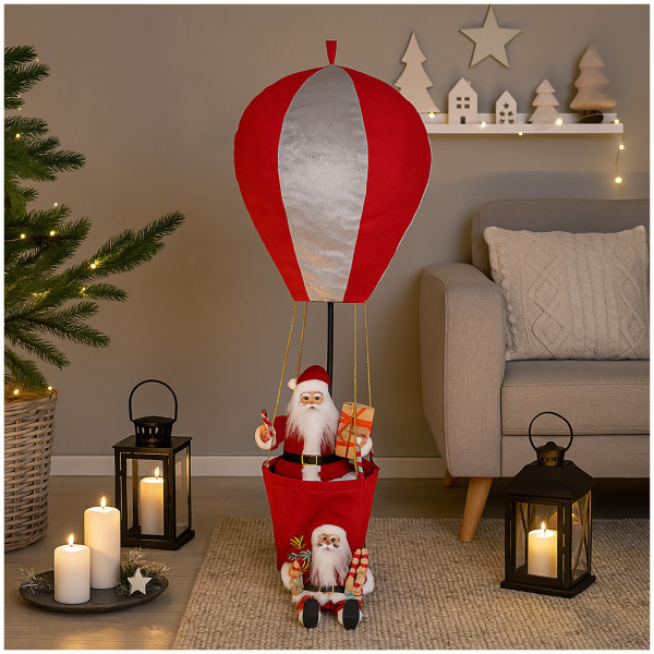 Weihnachtsmann im Heißluftballon aus Stoff