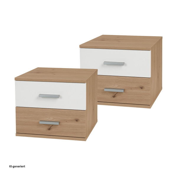 Nachtkonsole Nachtschrank Nina 2 Weiß Artisan 2er