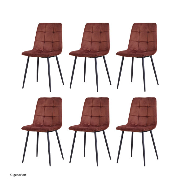 Stuhl Mesa Velvet braun 6er Set