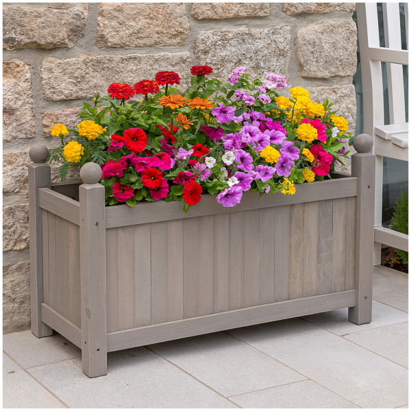 HTI-Living Blumenkasten für Garten, Terrasse und Balkon Holz-Pflanzkasten in Grau