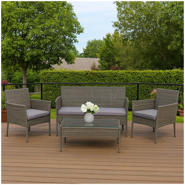 HTI-Living 4-teiliges Set Outdoor Möbel Grau
