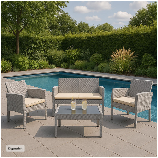 4-teiliges Outdoorset Zita grau/beige Zita