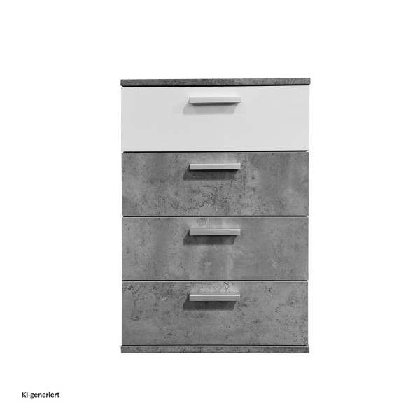Nachtkonsole Nachtschrank Nina 4 Beton Weiß