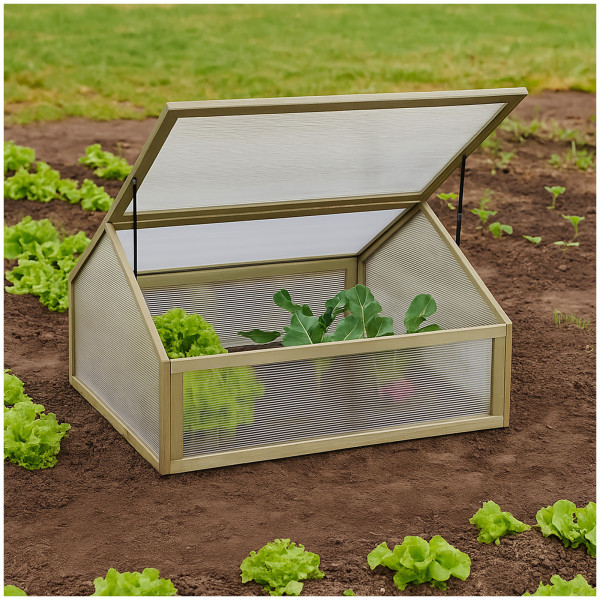 HTI-Living Ideales Mini-Gewächshaus Frühbeet aus Holz und Polycarbonat