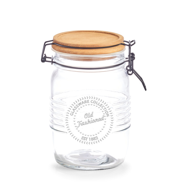 ZELLER Present Holzdeckel Vorratsglas mit Bügelverschluß 1 Liter