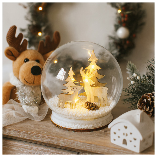 HTI-Living mit Rehen Beleuchtete Schneekugel