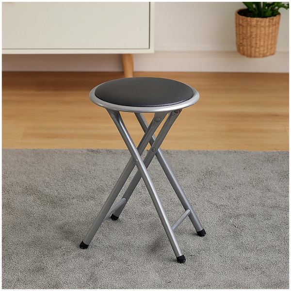 HTI-Living Kunstleder Sitzfläche 45 cm Sitzhöhe Praktischer Klapphocker Metallgestell