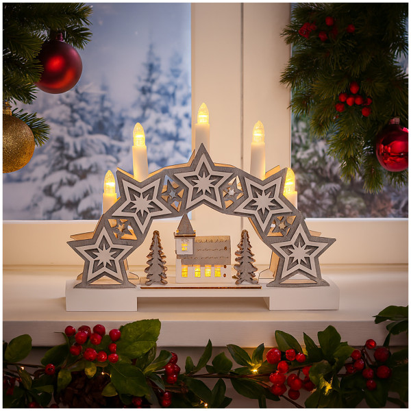 HTI-Living Sterne und Kirche Leuchtbogen