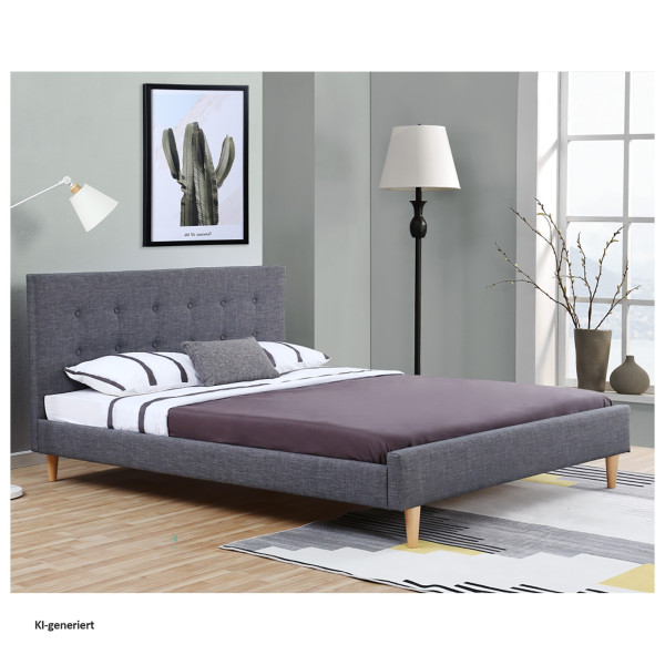 Bett 180 Linn Dunkelgrau Polyester
